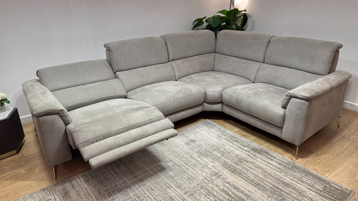 Sofology Illinois Fabric 2 Corner 1 Power Recliner/Headrest x 1 in Lifestyle Textured Grey