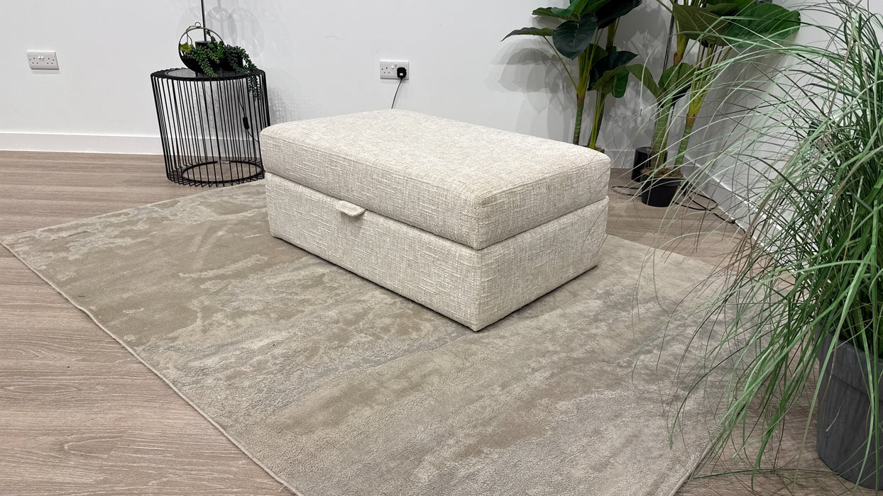 Sofology Cove Fabric Large Storage Footstool in Artisan Chenille Ecru