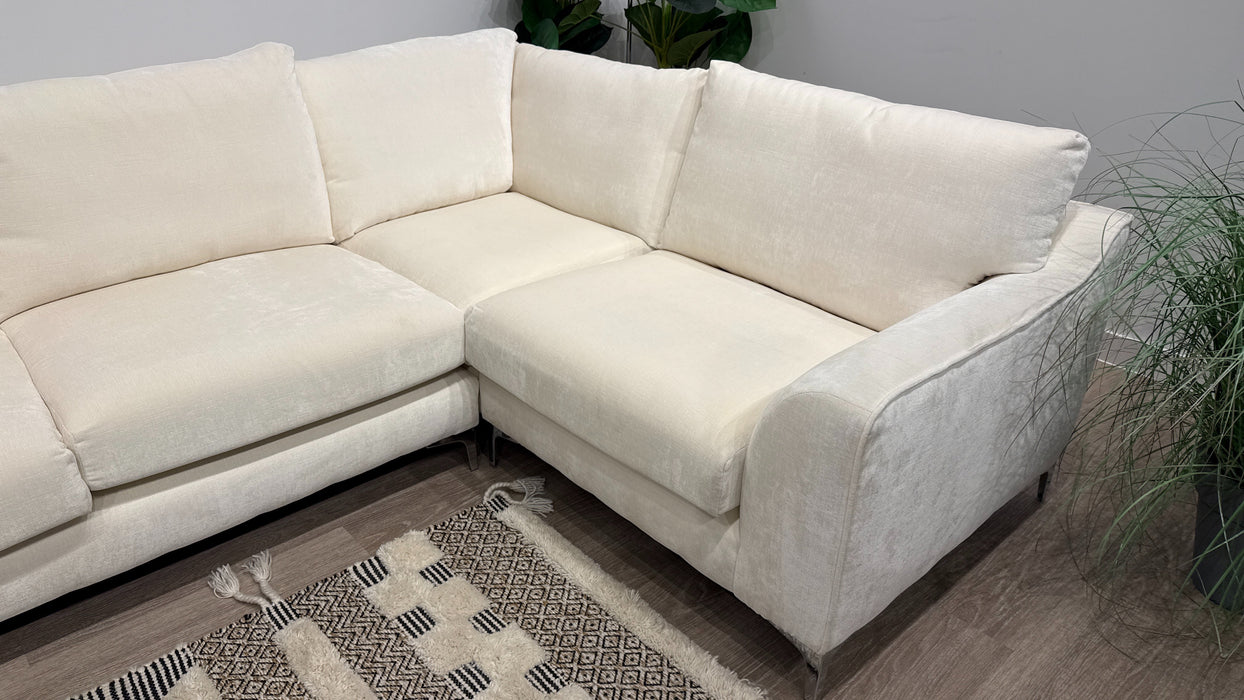 Sofology Mayfair Fabric 3 Corner 1 Foam Seats in Luxury Chenille Milk/Pearl Mix