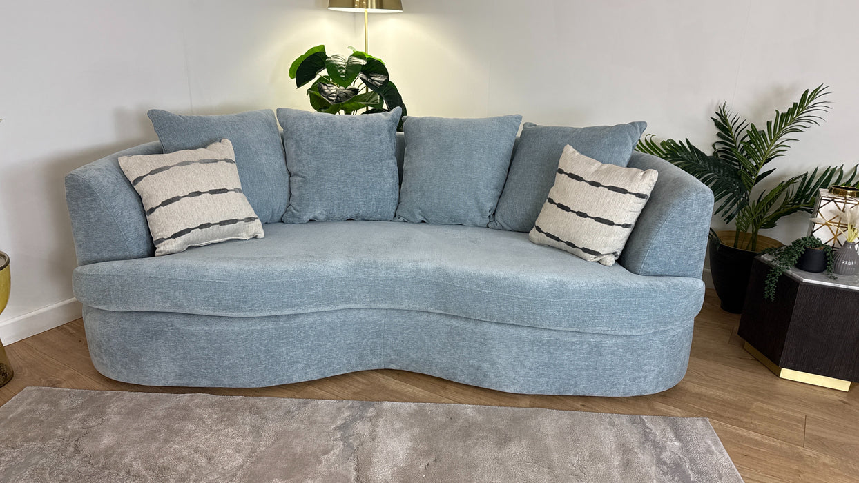 Sofology Chloe Fabric 4 Seater Pillow Back in Linen Look Chenille Sky