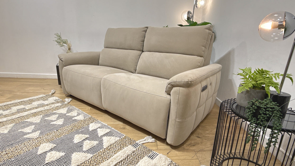 Sofology Ripley Fabric 2.5 Seater Power Recliner/Headrest Heated Seats Lumbar Support in Lifestyle Nubuck Feel Stone
