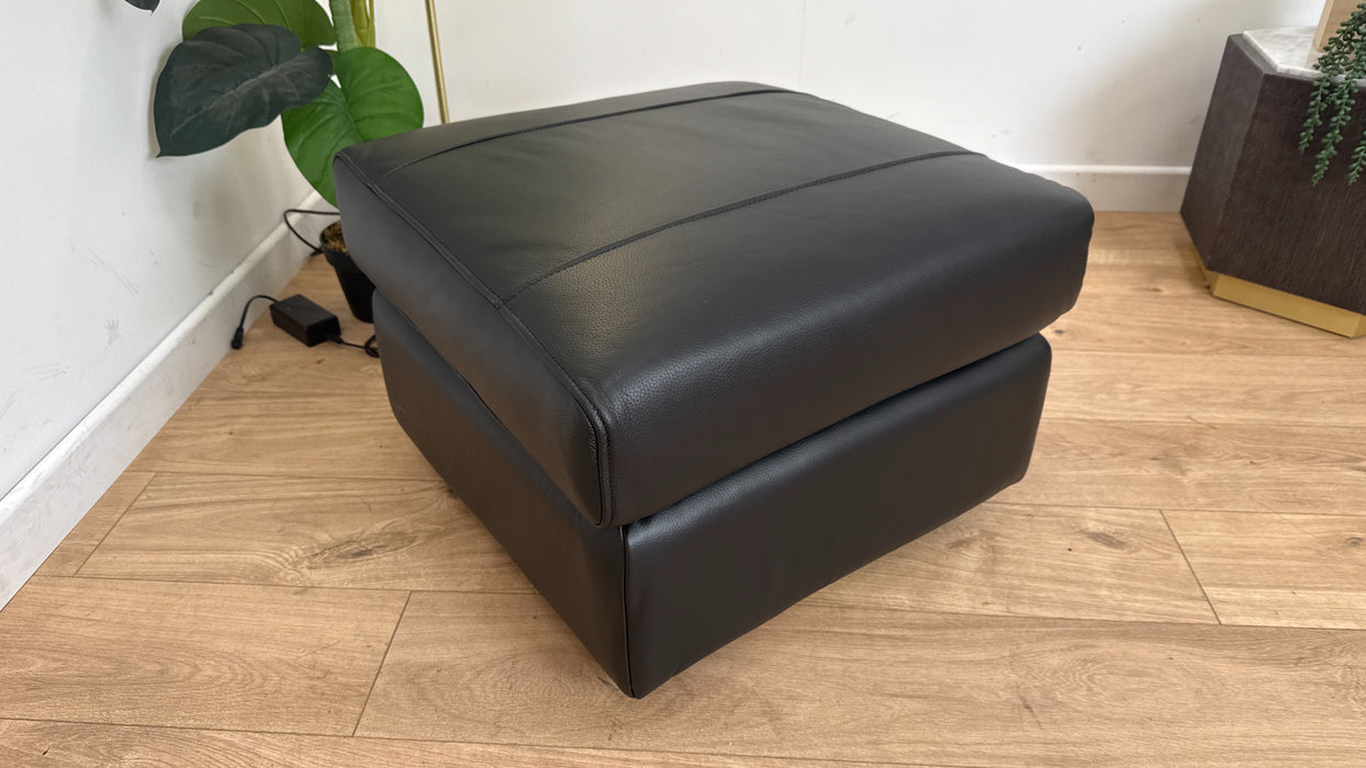 Sofology The Horizon Footstool in Trusty Embossed Leather Jet Black