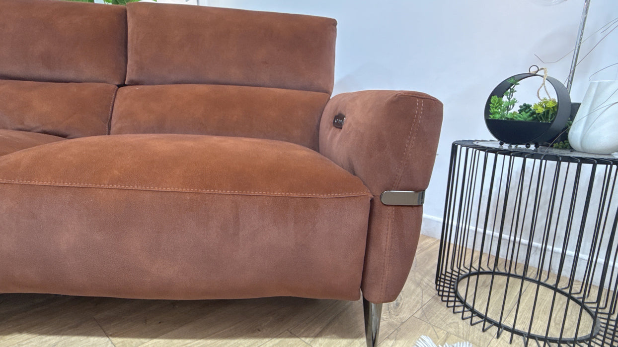 Sofology Arlington Fabric 3 Seater Power Recliner/Headrest Lumbar Support in Lifestyle Mottled Rust