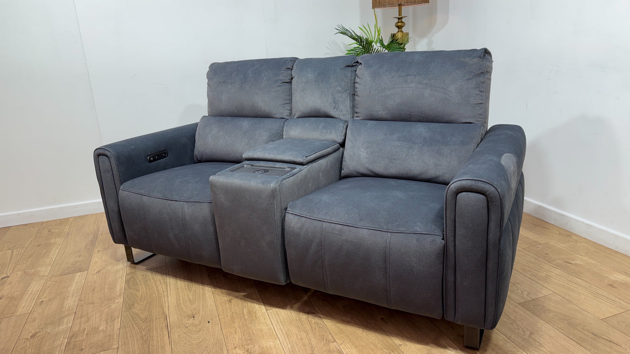 Sofology Ravello Fabric 2 Seater Console Power Recliner in Lifestyle Flecked Charcoal