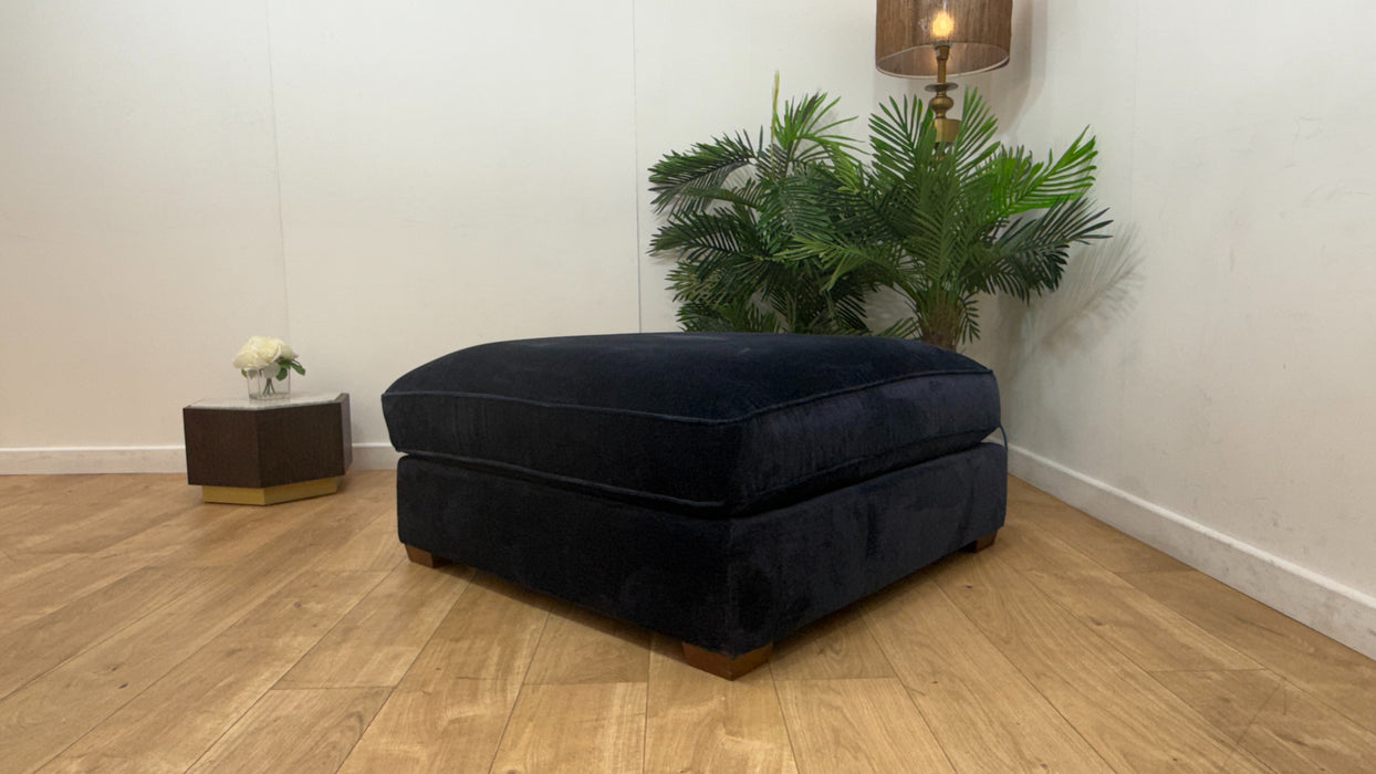 Sofology Cavalli Fabric Designer Footstool Foam Interior in Deluxe Chenille Denim