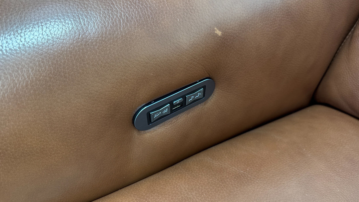 Sofology Bohemia Leather 3 Corner 1.5 Power Recliner/Headrest in Trusty Embossed Cognac