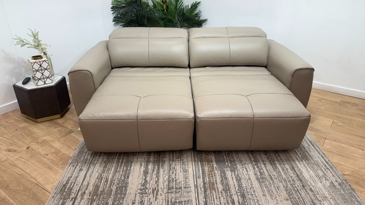 Sofology Riviera Leather 3 Seater Motion Chaise in Trusty Embossed Stone