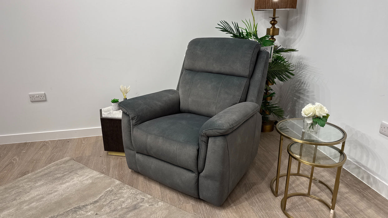 Sofology Bradie Fabric Chair Power Recliner/Headrest in Lifestyle Flecked Mineral Green