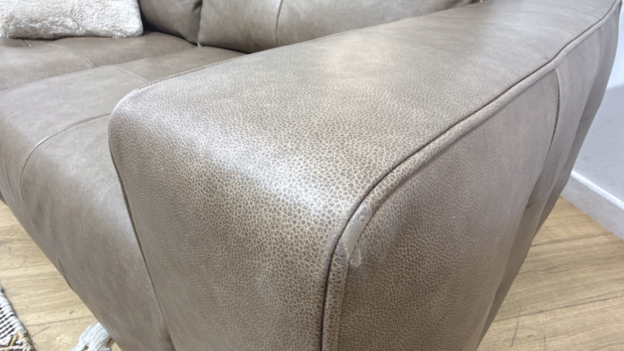 Sofology Artisan Leather 4 Seater Split in Artisan Relaxed Natural Grain Taupe/Natural Mix