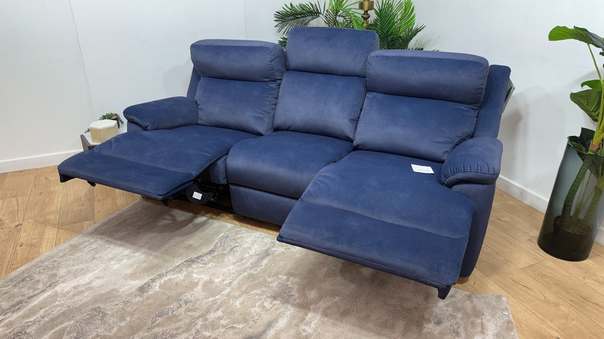 Sofology Gracie Fabric 3 Seater Power Recliner/Headrest in Lifestyle Flecked Navy