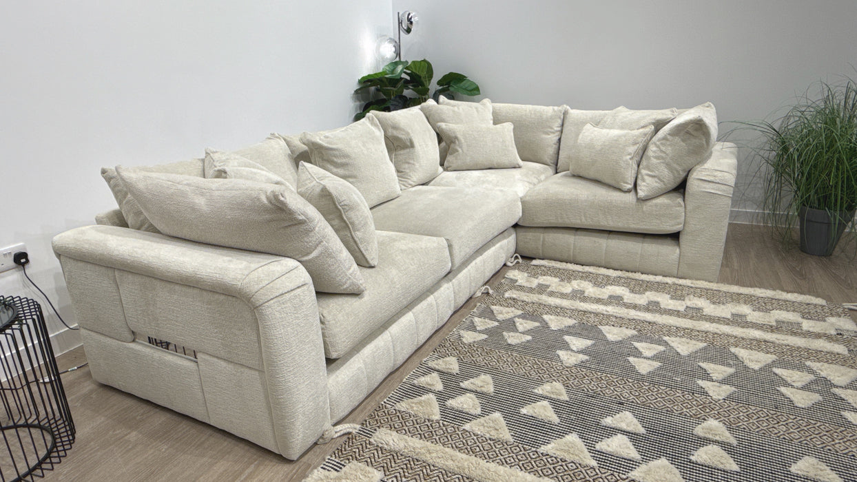 Sofology Westwood 3 Corner 1  Fabric Sofa in Teddy Chenille Mist All Over