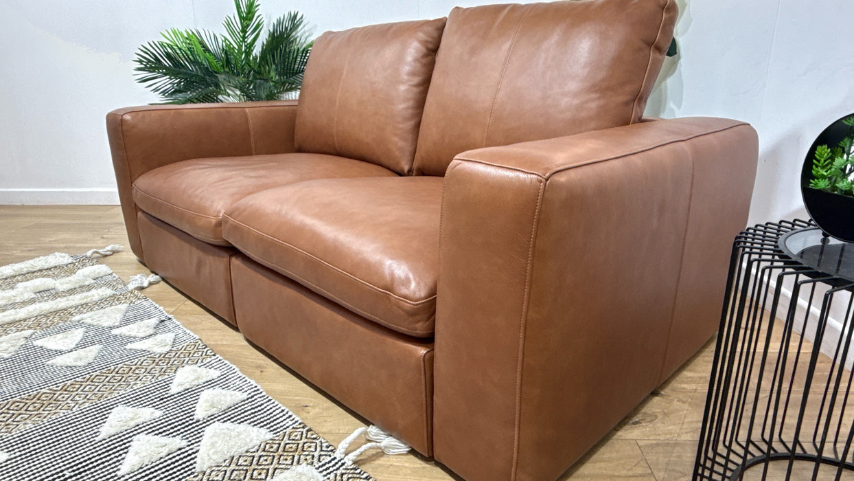 Sofology Retreat Leather 2 Seater in Relaxed Soft Tan Mix