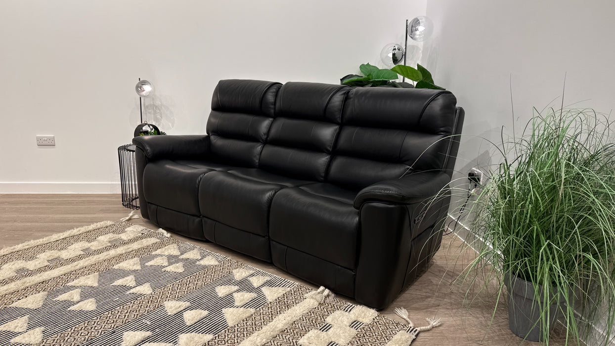 Sofology Cleveland Fabric 3 Seater Power Recline In Trusty Embossed Jet Black