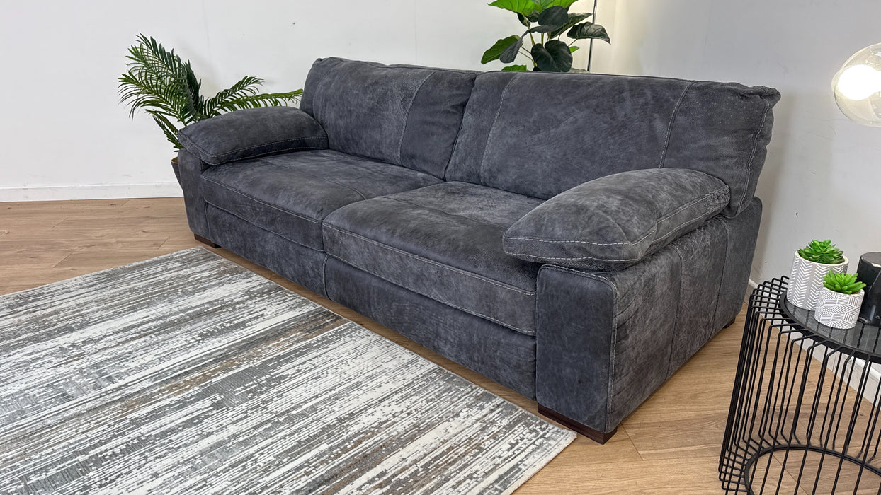 Linara 4 Seater Sofa - Leather - Utah Grey