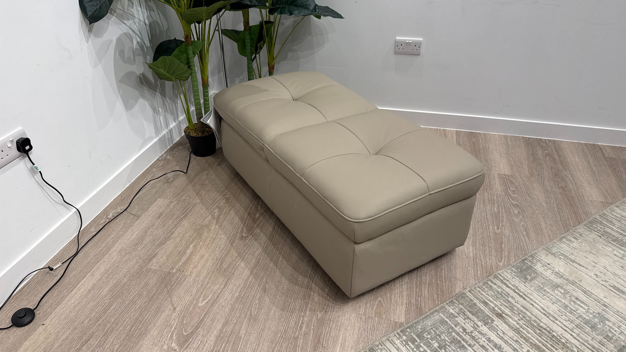 Sofology Riviera Leather Designer Storage Footstool in Trusty Super Matt Putty