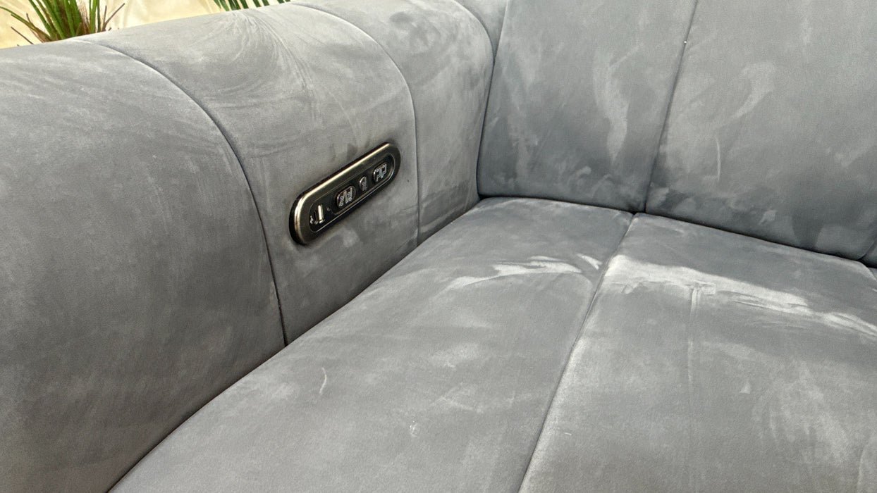 Sofology Paramount Fabric Chair Power Recliner/Headrest Speakers in Lifestyle Nubuck Feel Charcoal