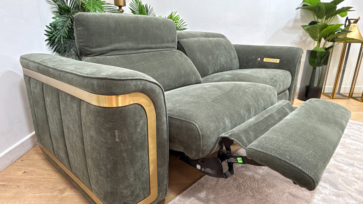 Sofology Plaza Fabric 2.5 Seater Power Recliner/Headrest Heated Seats in Relaxed Chenille Pine