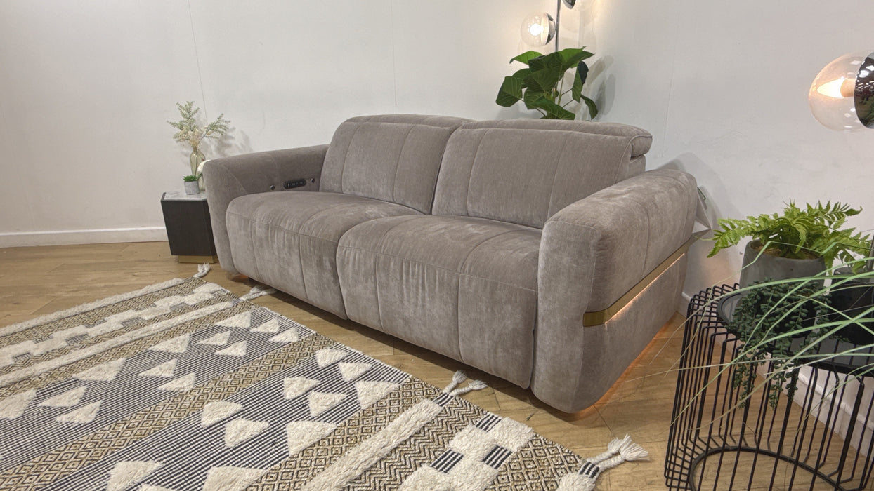 Sofology Lumiere Fabric 2.5 Seater Power Recliner/Headrest Heated Seats in Relaxed Chenille Nutmeg