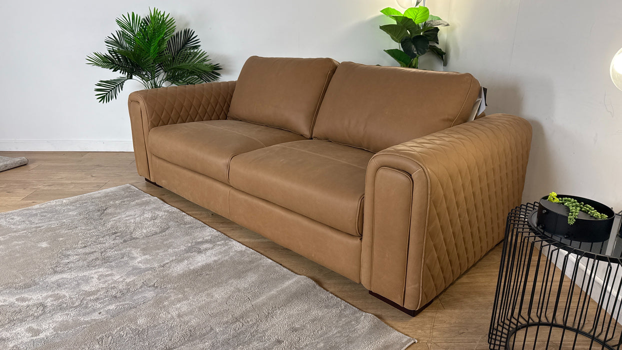 Sofology The Firenze 3 Seater Leather Sofa in Character Vintage Tan