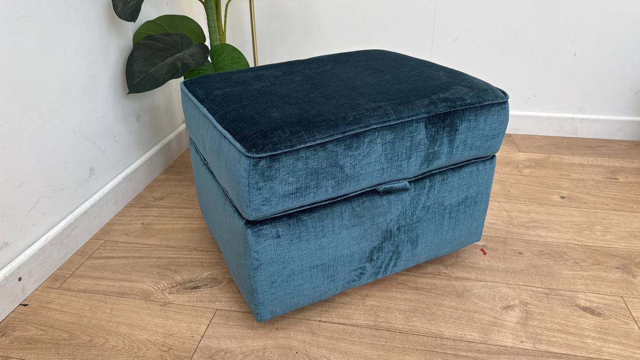 Sofology The Georgio Fabric Footstool in Luxe Chenille Teal All Over