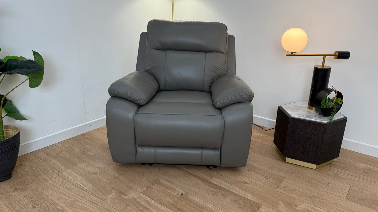 Sample Leather Power Recliner in Grey