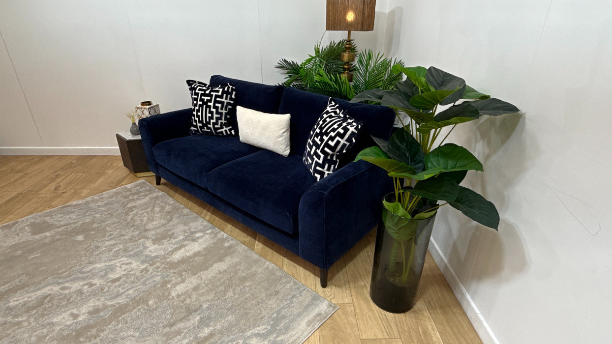 Sofology Mayfair Fabric 3 Seater Foam Seats in Soft Chenille Navy/Navy Mix