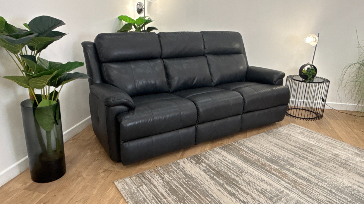 Sofology Gracie Leather 3 Seater in Trusty Sheen Navy