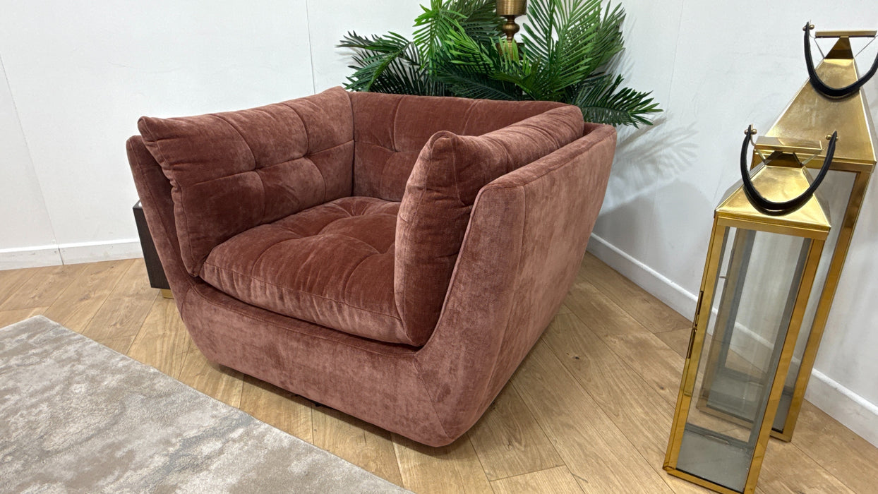 Sofology Cocoon Fabric Swivel Chair in Relaxed Chenille Burnt Sienna