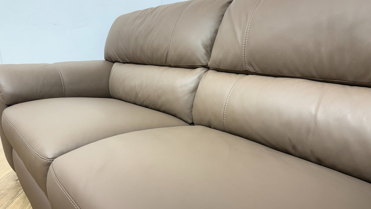 Sofology Santina Leather 3 Seater in Trusty Matt Mushroom