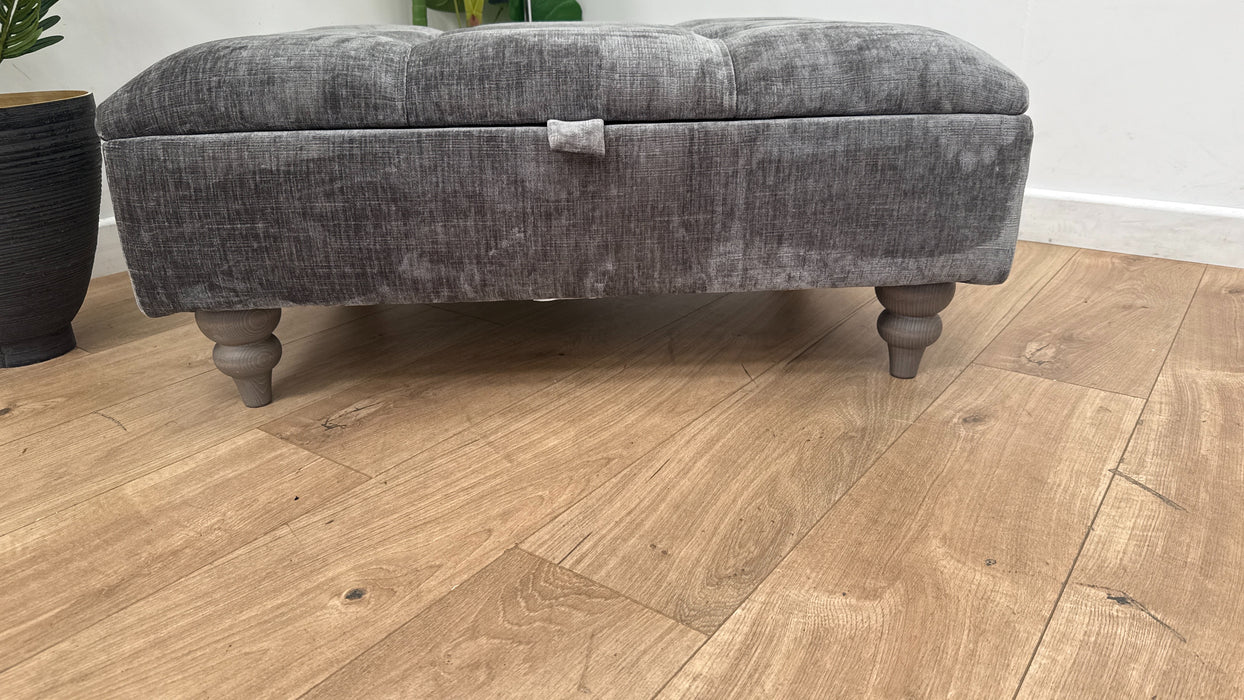 Sofology Highgrove Fabric Storage Footstool in Steel All Over