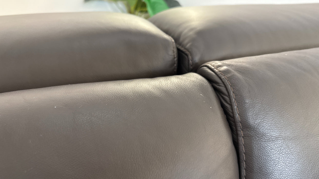 Sofology The Serene Leather 3 Chaise Power Recliner/Headrest in Trusty Matt Dark Brown