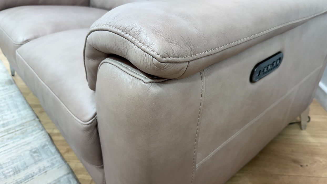Sofology Illinois Leather 2 Seater Power Recliner/Headrest in Relaxed Soft Stone