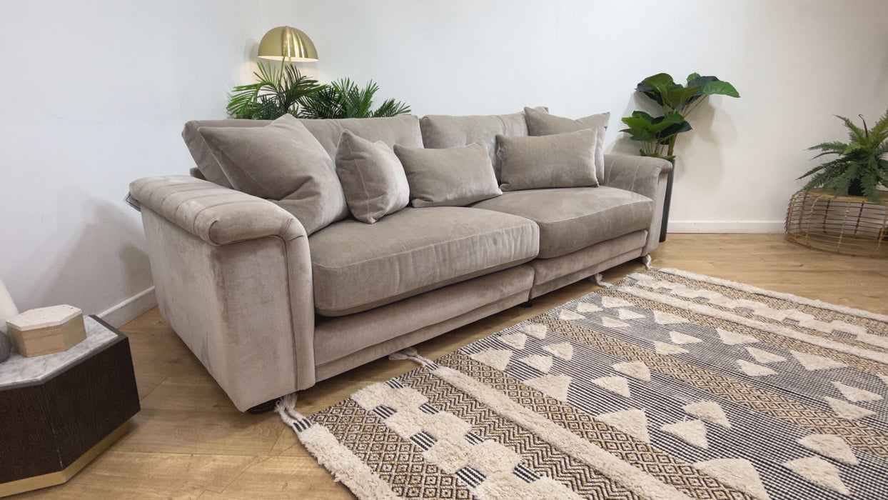Sofology Regency Fabric 4 Seater Split Foam Seats in Fine Textured Chenille Stone