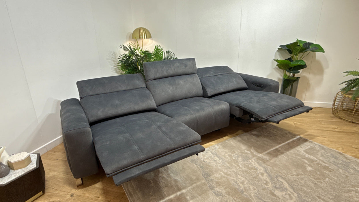 Sofology Marvella Fabric 4 Seater Split Power Recliner/Headrest Heated Seats in Lifestyle Flecked Charcoal
