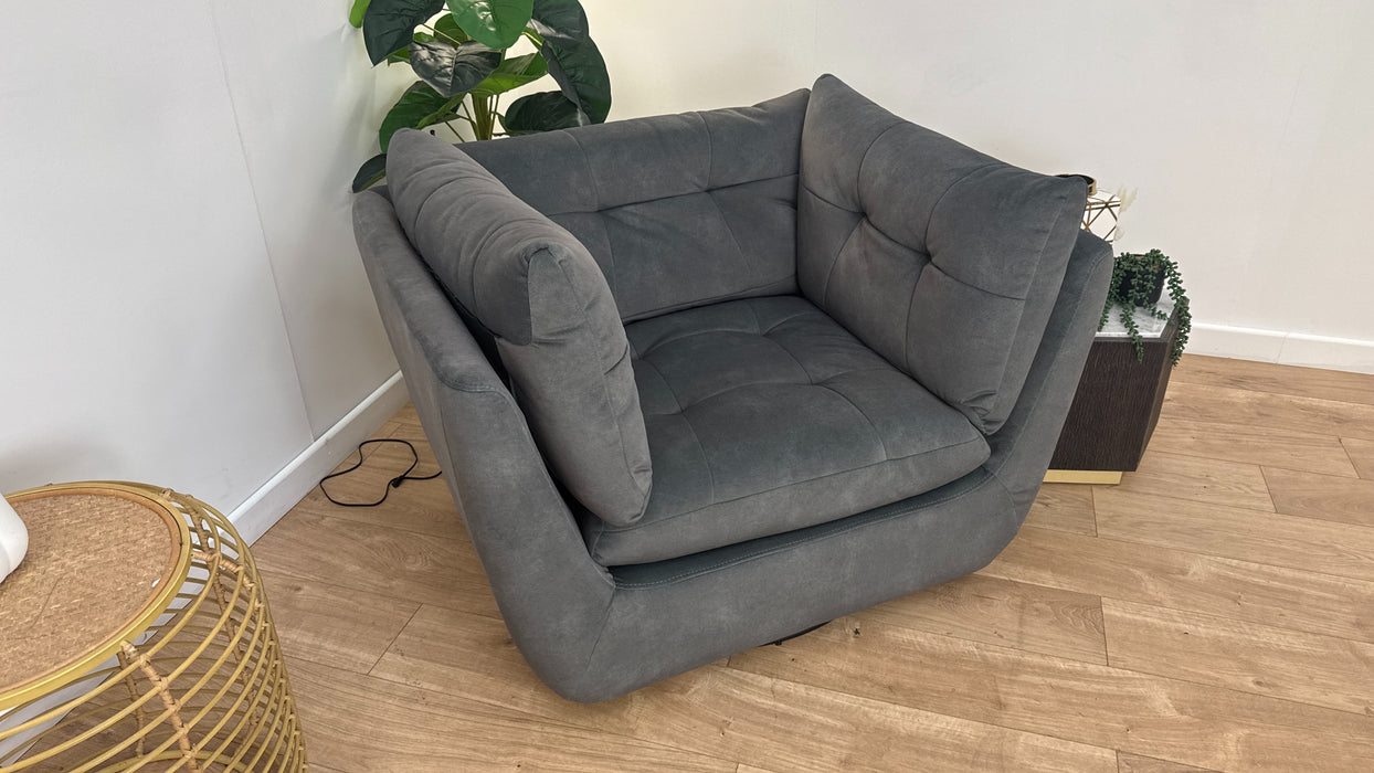 Sofology The Cocoon Fabric Swivel Chair in Lifestyle Flecked Mineral Green