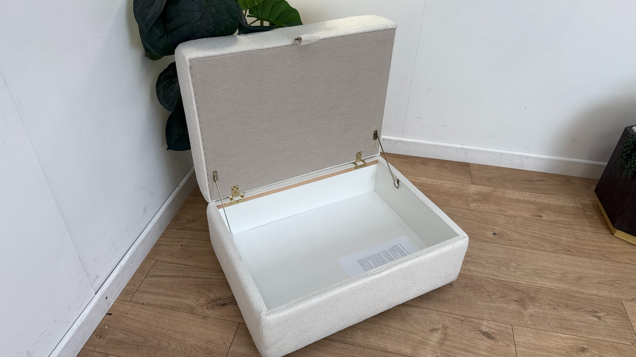 DFS The Lexia Fabric Footstool in Calix Boucle Ivory