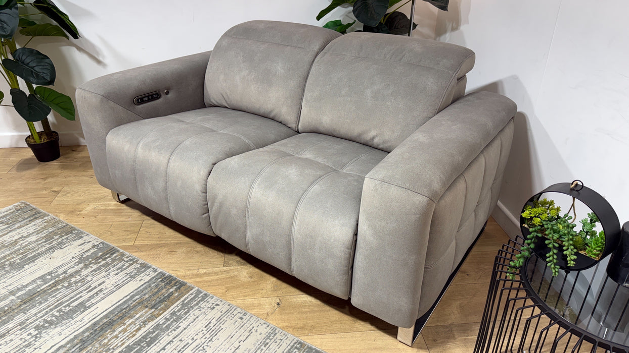 Sofology Marvella Fabric 2 Seater Power Recliner/Headrest Heated Seats in Lifestyle Flecked Stone