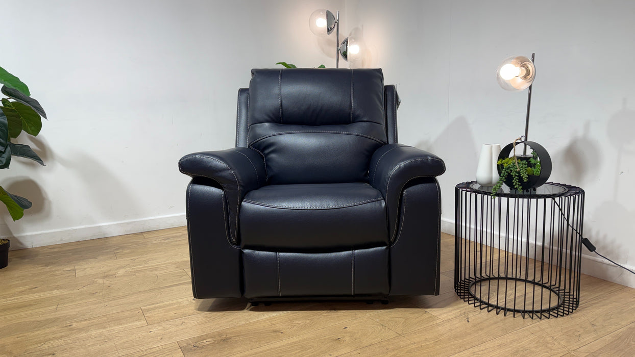 DFS Evander Leather Power Reclining Chair in Navy