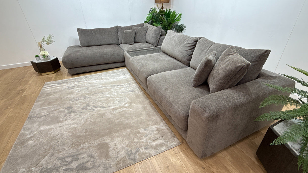 Sofology Amalfi Fabric Chaise 1 Corner Console 3 in Cosy Chenille Mole