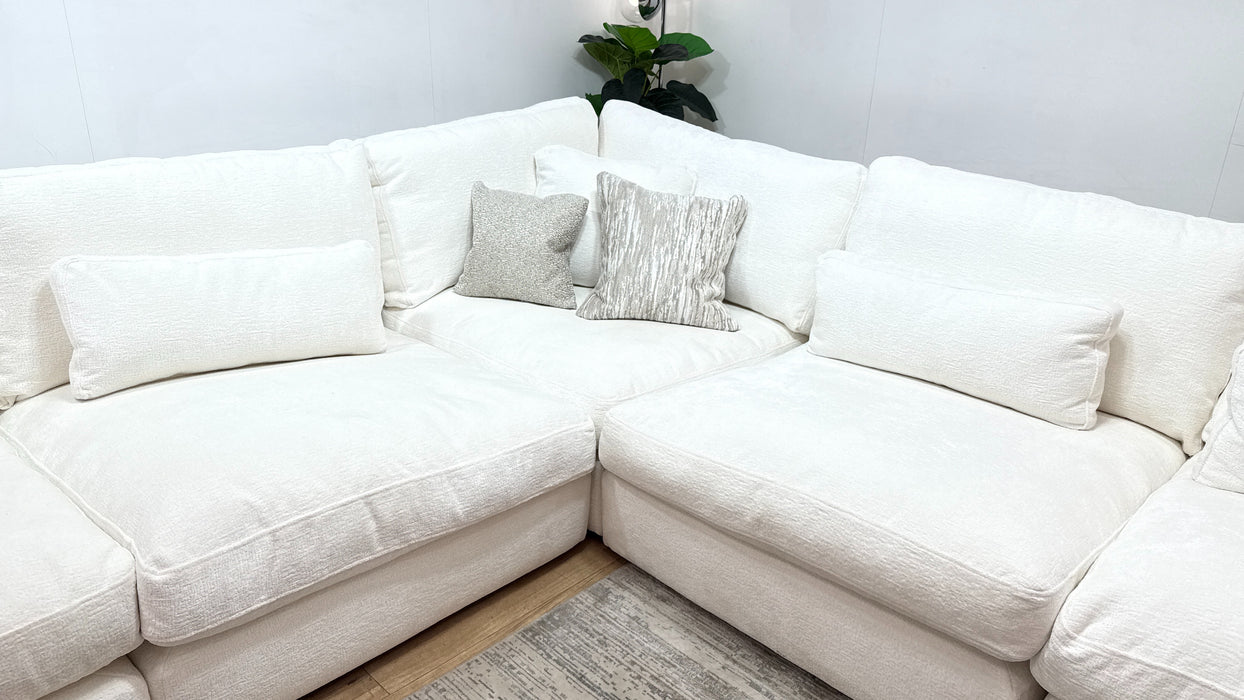 Sofology Bellagio Fabric 3 Corner 3 Reversible Feather Flex Seats in Chunky Luxe Chenille Snow Mix