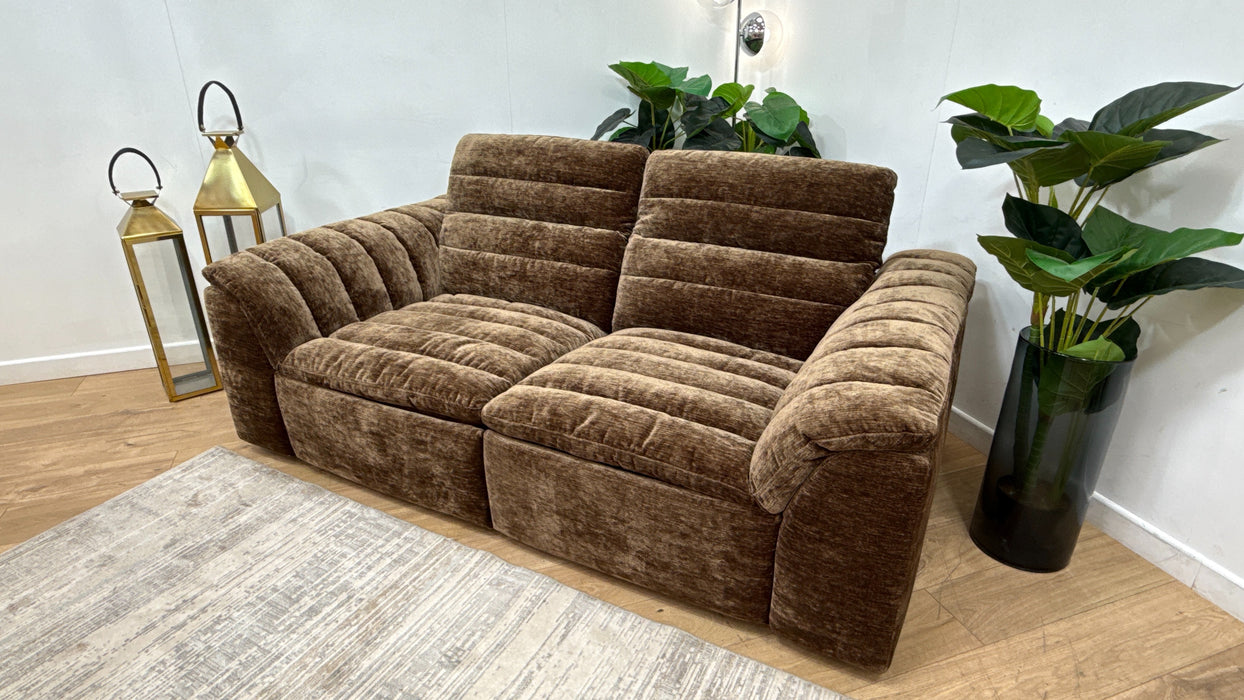 Sofology Olson 2 Seater Power Recliner/Headrest in Fabric in luxury Chenille Bark