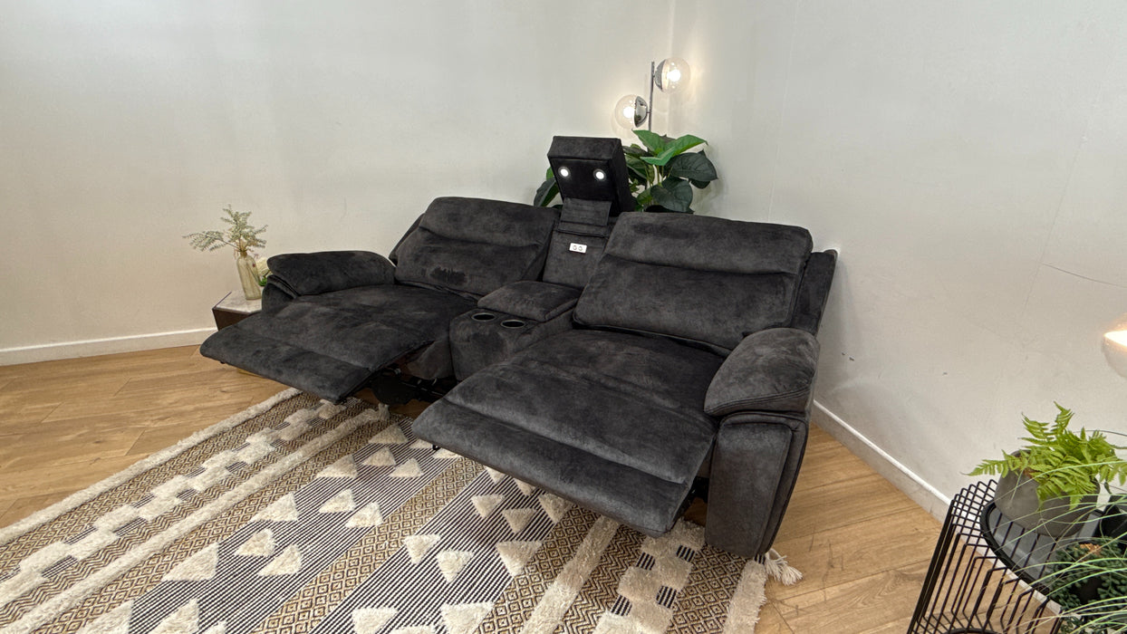 DFS Trek 2 seater Power Recliner with console in Charcoal