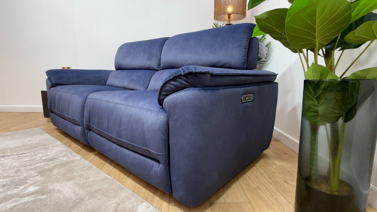 Sofology Hugo Fabric 2.5 Seater Power Recliner/Headrest in Lifestyle Flecked Navy