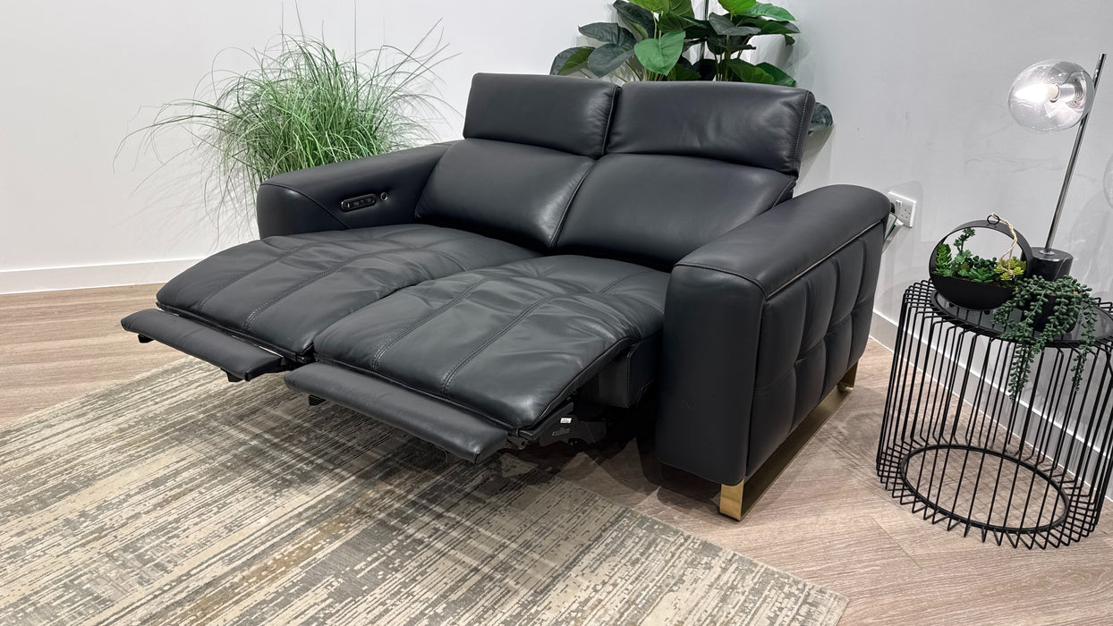 Sofology Marvella Leather 2 Seater Power Recliner in Trusty Sheen Jet Black