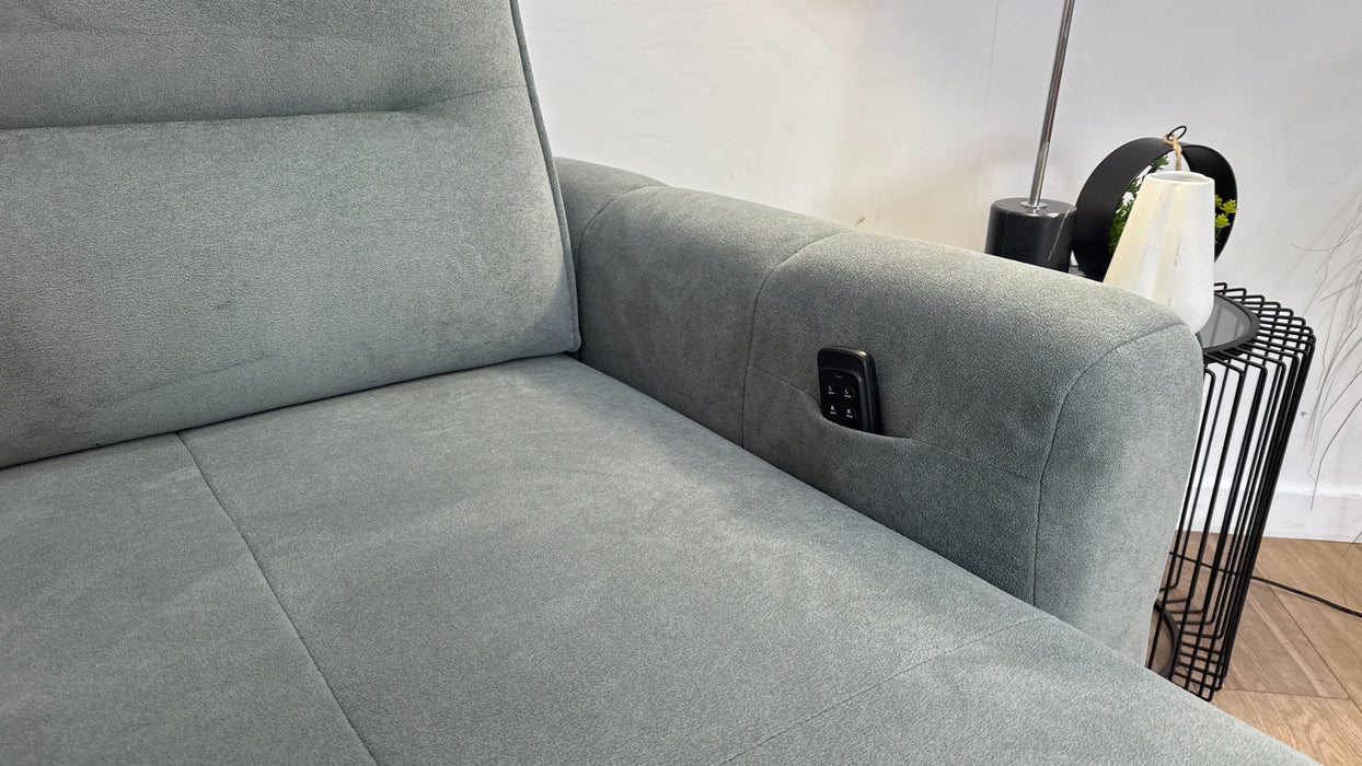 Sofology Sanctuary Fabric 3 Seater Double Power Chaise Motion Back in Soft-Sherpa Seafoam