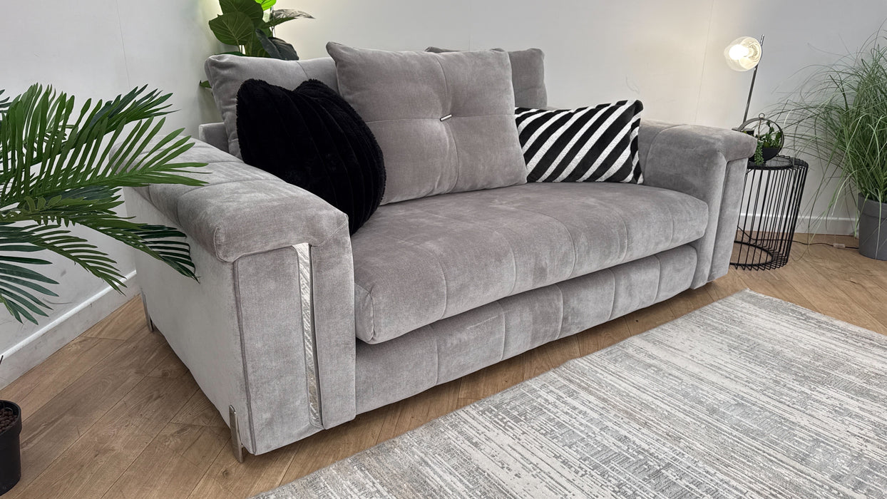Sofology Oscar 2 Seater Fabric Sofa in Textured Chenille Silver