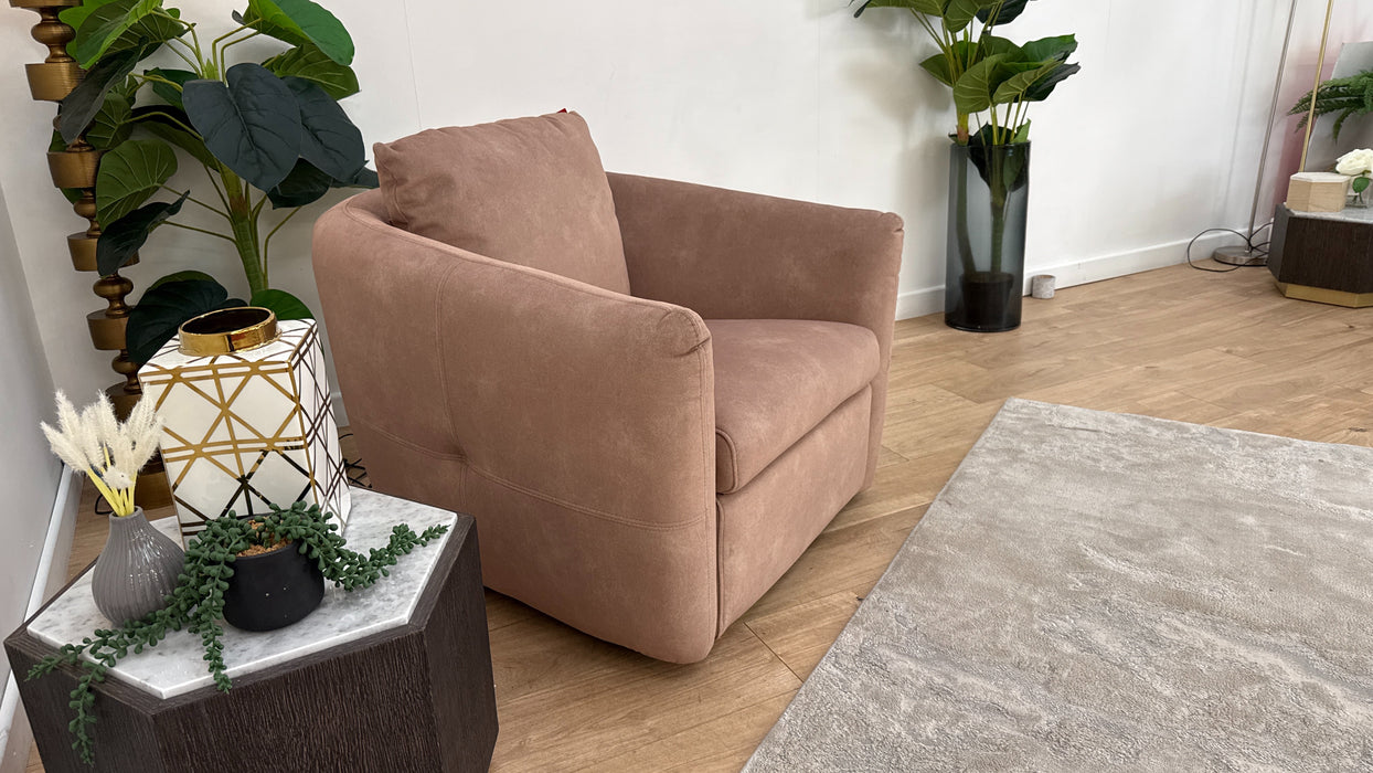 Sofology Marvella Fabric Swivel Chair in Lifestyle Flecked Sand