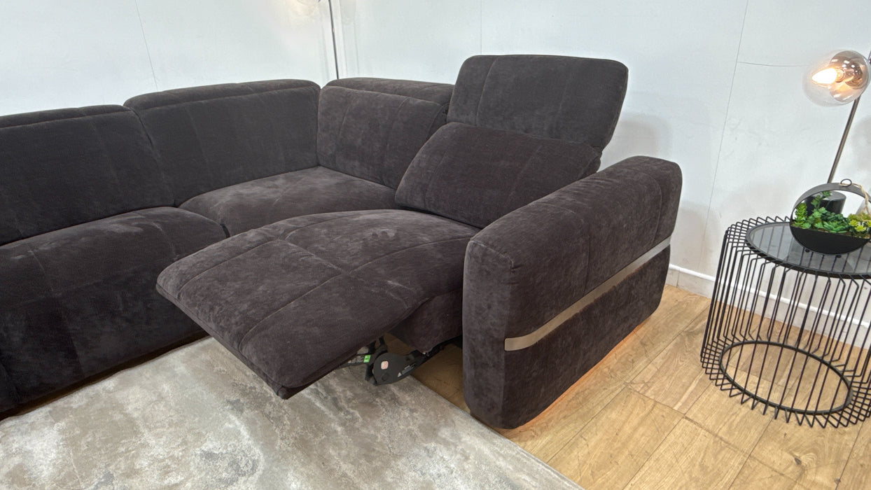 Sofology Lumiere Fabric 3 Corner 1.5 Power Recliner/Headrest Heated Seats in Relaxed Chenille Raisin