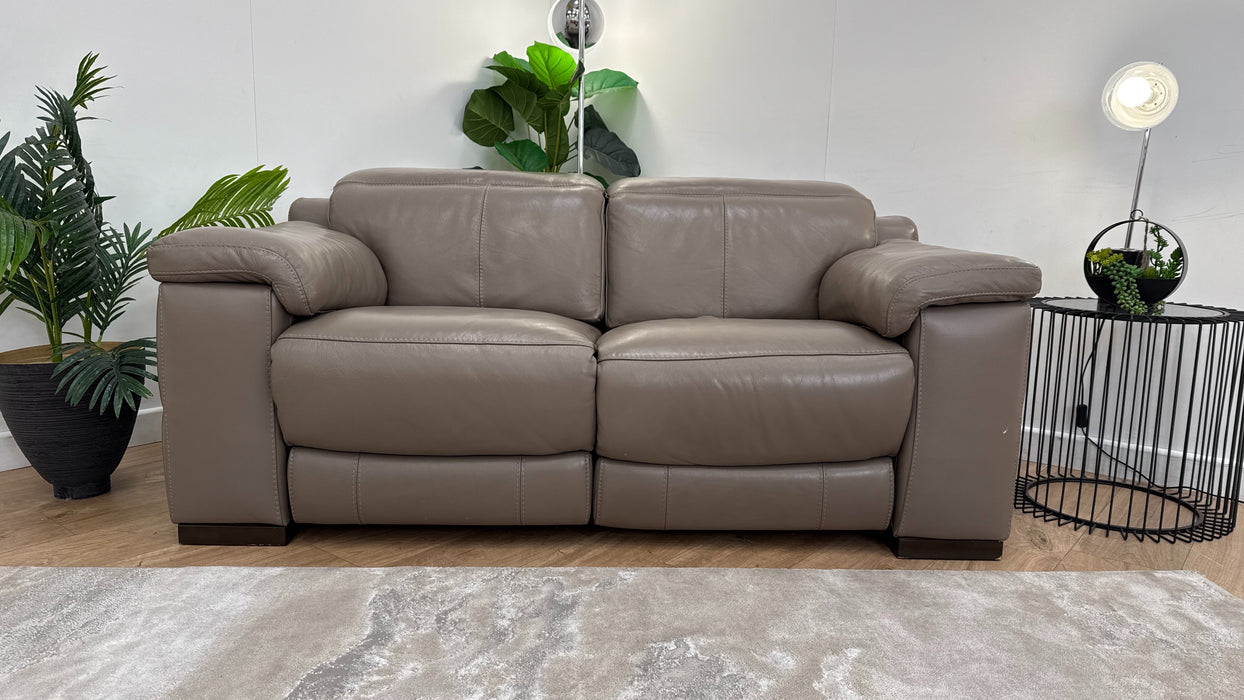 Sofology Laurence Leather 2 Seater Power Recliner/Headrest in Le Mans Taupe