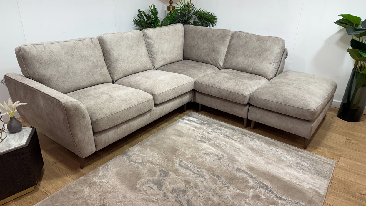 Sofology The Hackney Fabric 2 Corner 1 Chaise Memory Foam Seats in Lifestyle Dapple Fabric Stone Mix